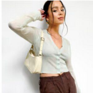 COLLUSION gauze cardigan in sage green sz 12 NWOT